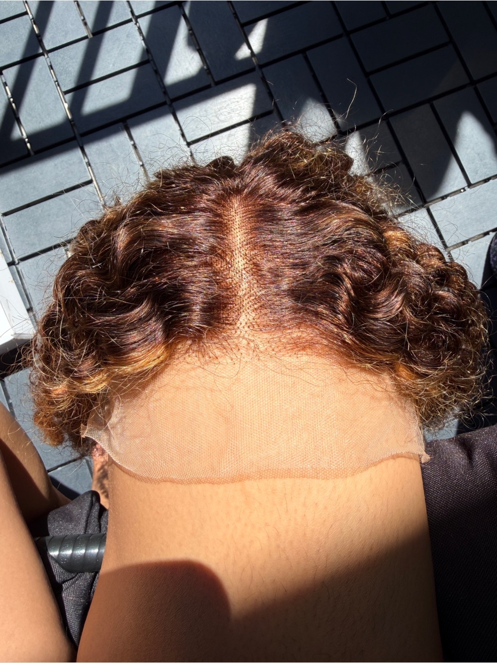 100% human hair, bohemian curl, Swiss HD lace Human Brown with Honey Highlights